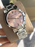  Shop Authentic Burberry The City Pink Dial Silver Steel Strap Watch for Women - BU9124 - Luxxuri