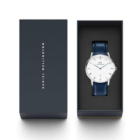  Shop Authentic Daniel Wellington Dapper Somerset White Dial Blue Leather Strap Watch For Men - DW00100192 - Luxxuri
