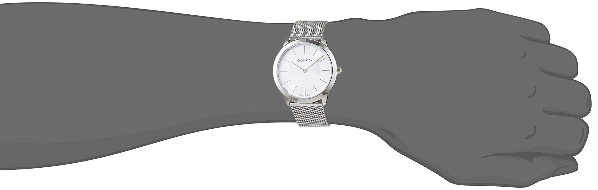  Shop Authentic Calvin Klein Minimal White Dial Silver Mesh Bracelet Watch for Men - K3M22126 - Luxxuri