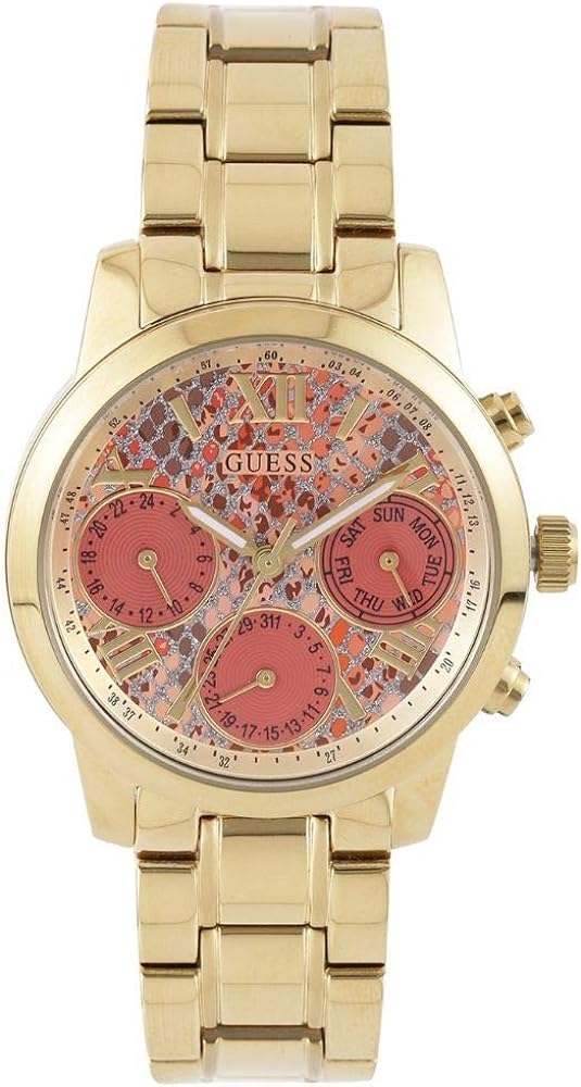  Shop Authentic Guess Mini Sunrise Quartz Analog Orange Dial Gold Steel Strap Watch For Women - W0448L7 - Luxxuri