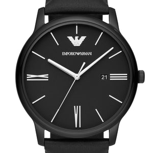  Shop Authentic Emporio Armani Minimalist Analog Black Dial Black Leather Strap Watch For Men - AR11573 - Luxxuri