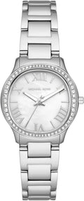  Shop Authentic Michael Kors Sage Three-Hand Mother of Pearl White Dial Silver Steel Strap Watch for Women - MK4824 - Luxxuri