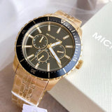  Shop Authentic Michael Kors Cunningham Multifunction Black Dial Gold Steel Strap Watch For Men - MK7154 - Luxxuri