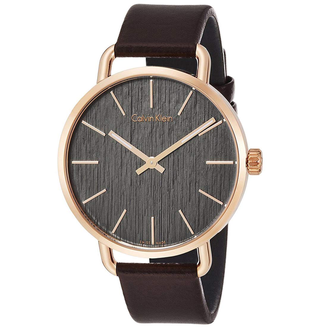  Shop Authentic Calvin Klein Even Grey Dial Brown Leather Strap Watch for Women - K7B216G3 - Luxxuri