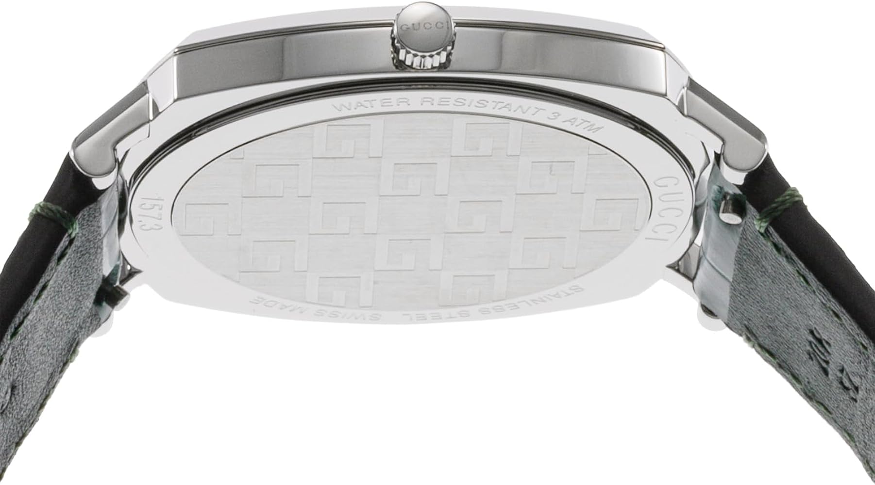  Shop Authentic Gucci Grip Quartz Silver Dial Green Leather Strap Watch For Women - YA157414 - Luxxuri