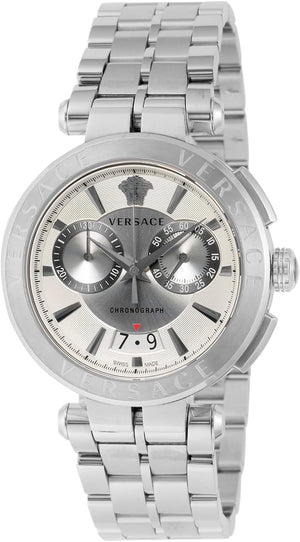  Shop Authentic Versace Aion Chronograph White Dial Silver Steel Strap Watch for Men - VBR040017 - Luxxuri