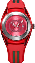  Shop Authentic Gucci Sync Quartz Red Dial Red Rubber Strap Watch For Women - YA137303 - Luxxuri