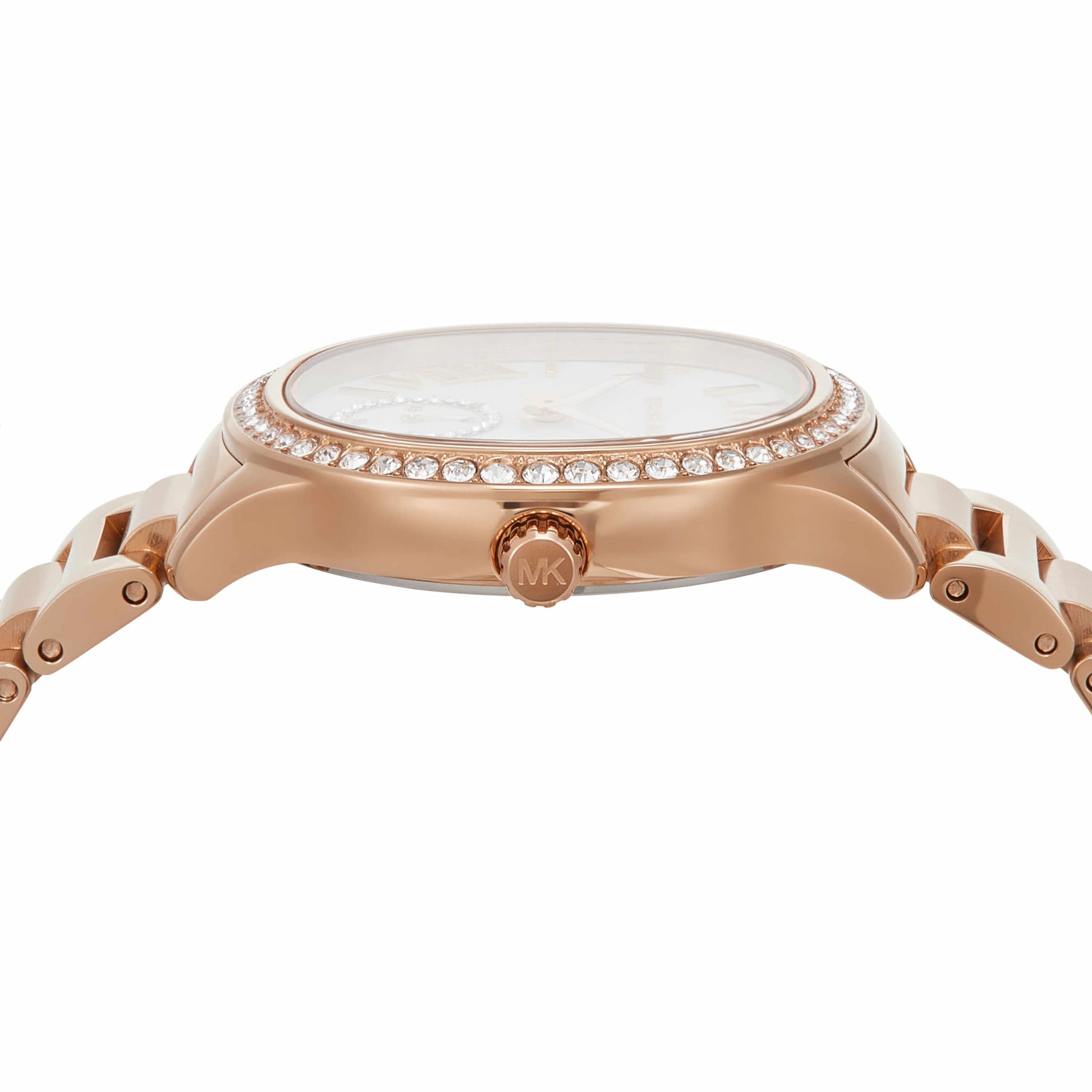  Shop Authentic Michael Kors Sage Three-Hand Mother of Pearl White Dial Rose Gold Steel Strap Watch for Women - MK4806 - Luxxuri