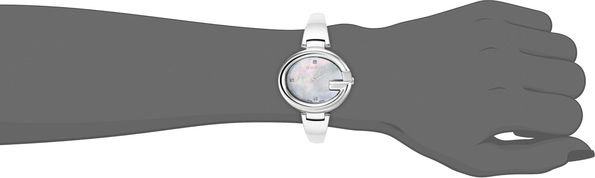  Shop Authentic Gucci Guccissima Diamonds Mother of Pearl Dial Silver Steel Strap Watch For Women - YA134303 - Luxxuri