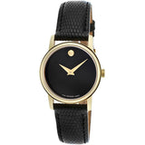  Shop Authentic Movado Museum Black Dial Black Leather Strap Watch For Women - 2100006 - Luxxuri