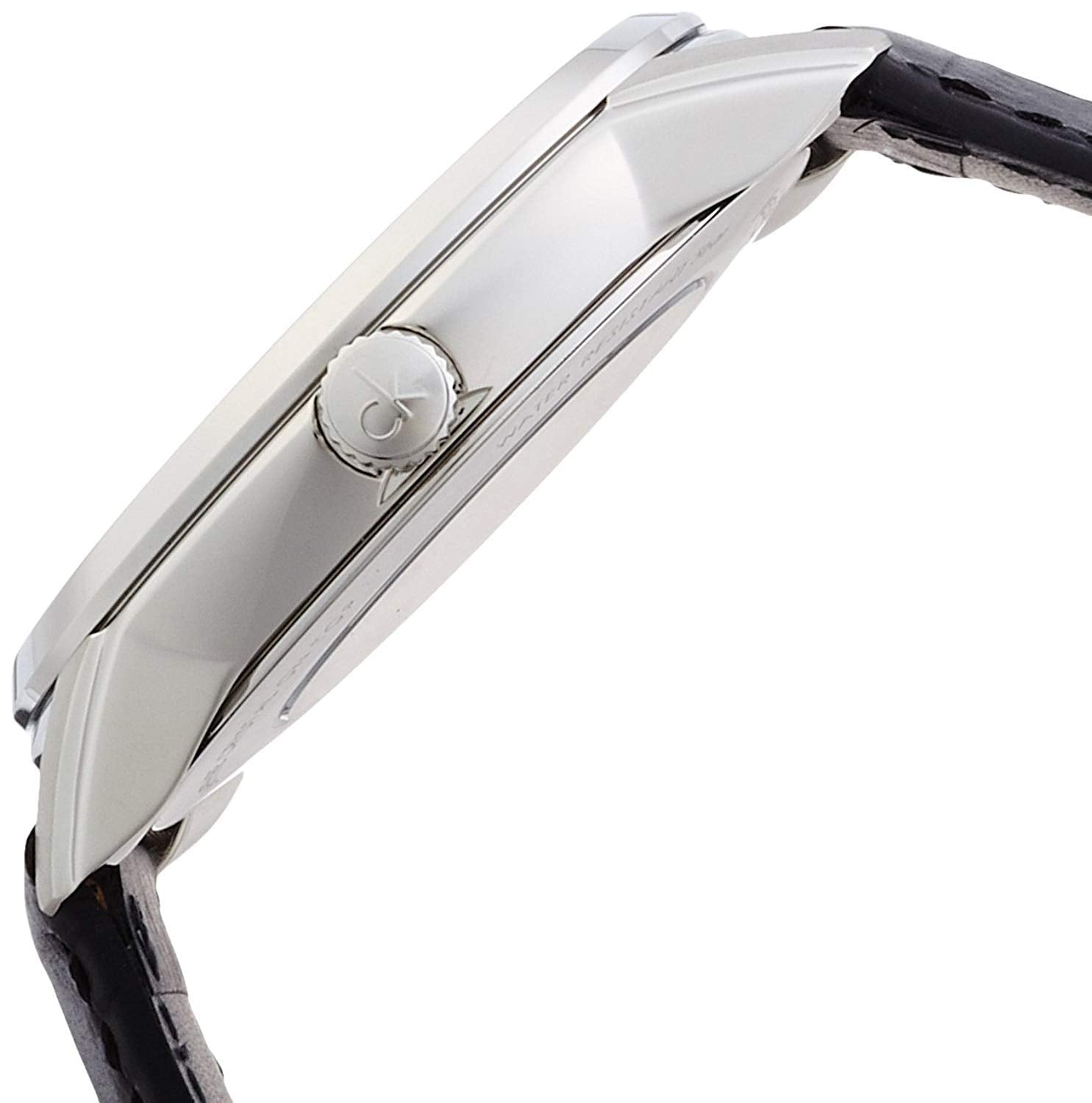  Shop Authentic Calvin Klein Infinity Silver Dial Black Leather Strap Watch for Men - K5S341C6 - Luxxuri