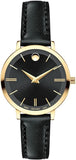  Shop Authentic Movado Ultra Slim Black Dial Black Leather Strap Watch For Women -  0607095 - Luxxuri