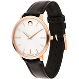  Shop Authentic Movado Ultra Slim Silver Dial Brown Leather Strap Watch For Women - 0607093 - Luxxuri