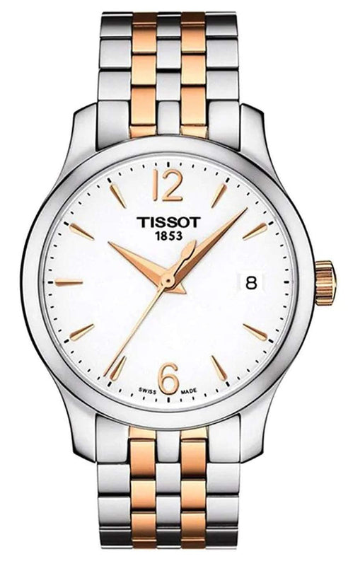  Shop Authentic Tissot T Classic Tradition Lady White Dial Two Tone Steel Strap Watch For Women - T063.210.22.037.01 - Luxxuri