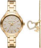  Shop Authentic Michael Kors Slim Runway Crystals Gold Dial Gold Steel Strap Watch for Women - MK1046 - Luxxuri
