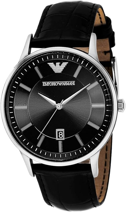  Shop Authentic Emporio Armani Renato Analog Black Dial Black Leather Strap Watch For Men - AR11186 - Luxxuri