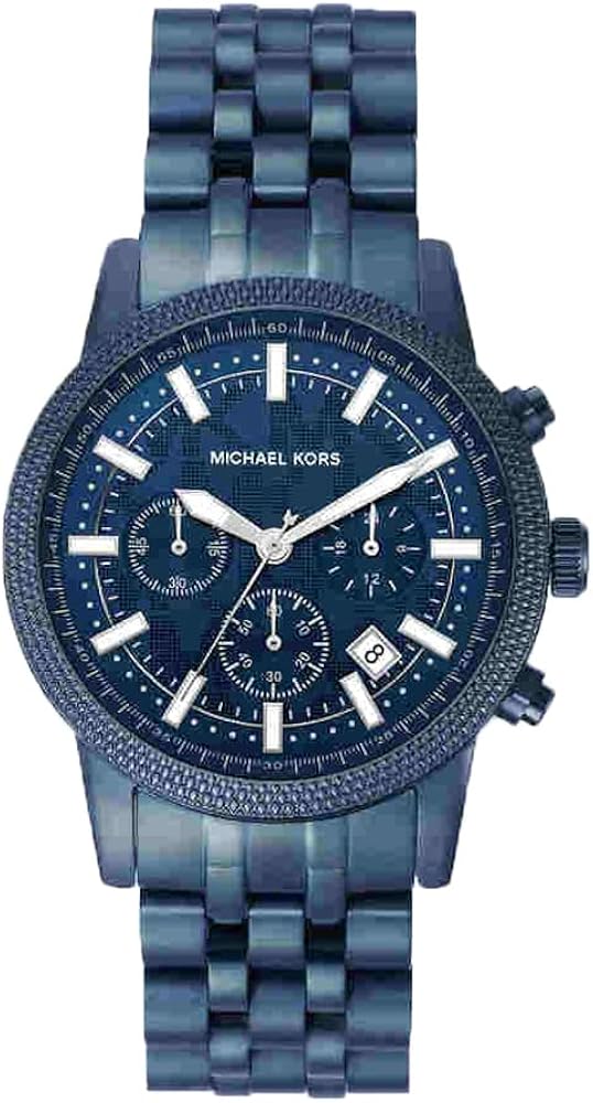  Shop Authentic Michael Kors Hutton Chronograph Blue Dial Blue Steel Strap Watch For Men - MK9088 - Luxxuri