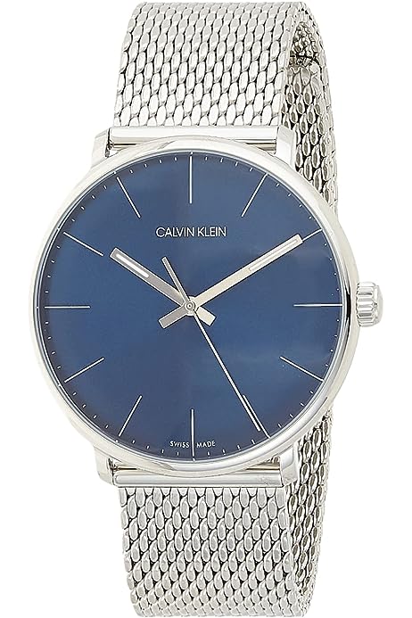  Shop Authentic Calvin Klein High Noon Quartz Blue Dial Silver Mesh Bracelet Watch for Men - K8M2112N - Luxxuri