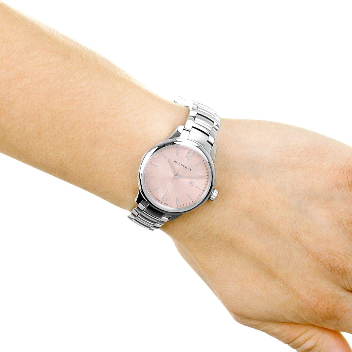  Shop Authentic Burberry The Classic Pink Dial Silver Steel Strap Watch for Women - BU10111 - Luxxuri