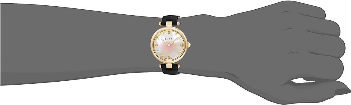  Shop Authentic Gucci Diamantissima Quartz Mother of Pearl Dial Black Leather Strap Watch for Women - YA141404 - Luxxuri