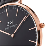  Shop Authentic Daniel Wellington Classic Sheffield Black Dial Black Leather Strap Watch For Women - DW00100139 - Luxxuri