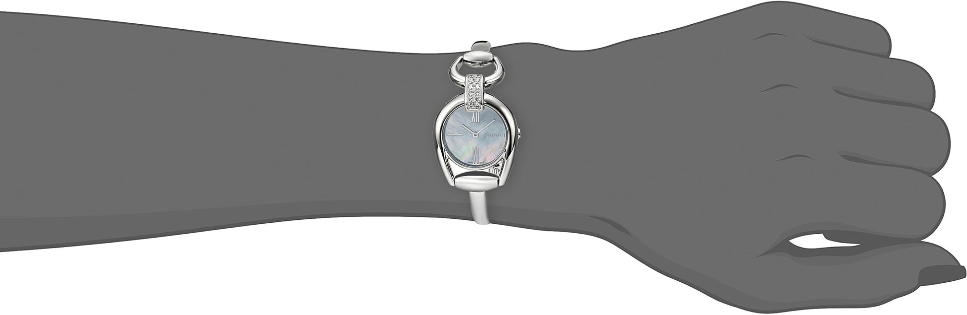  Shop Authentic Gucci Horsebit Collection Diamonds Mother of Pearl White Dial Silver Steel Strap Watch For Women - YA139504 - Luxxuri