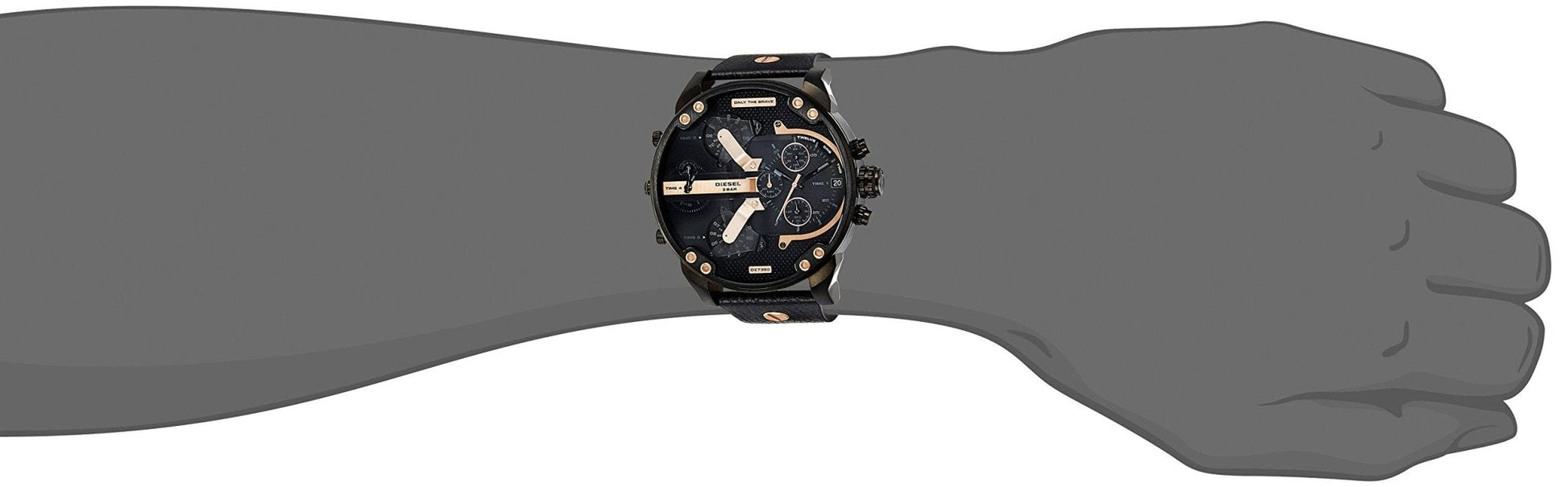  Shop Authentic Diesel Mr Daddy 2.0 Black Dial Black Leather Strap Watch For Men - DZ7350 - Luxxuri