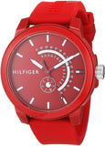  Shop Authentic Tommy Hilfiger Denim Quartz Red Dial Red Rubber Strap Watch for Men - 1791480 - Luxxuri