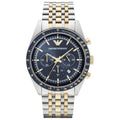  Shop Authentic Emporio Armani Tazio Chronograph Blue Dial Gold & Silver Stainless Steel Strap Watch For Men - AR8030 - Luxxuri