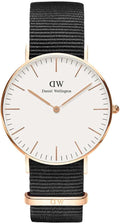  Shop Authentic Daniel Wellington Classic Cornwall White Dial Black Nylon Strap Watch For Women - DW00100259 - Luxxuri