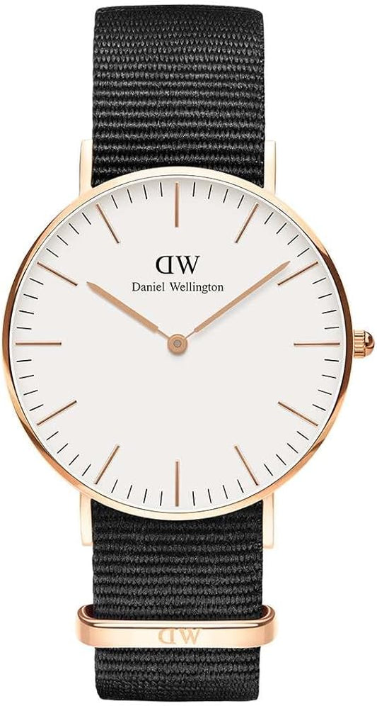  Shop Authentic Daniel Wellington Classic Cornwall White Dial Black Nylon Strap Watch For Women - DW00100259 - Luxxuri
