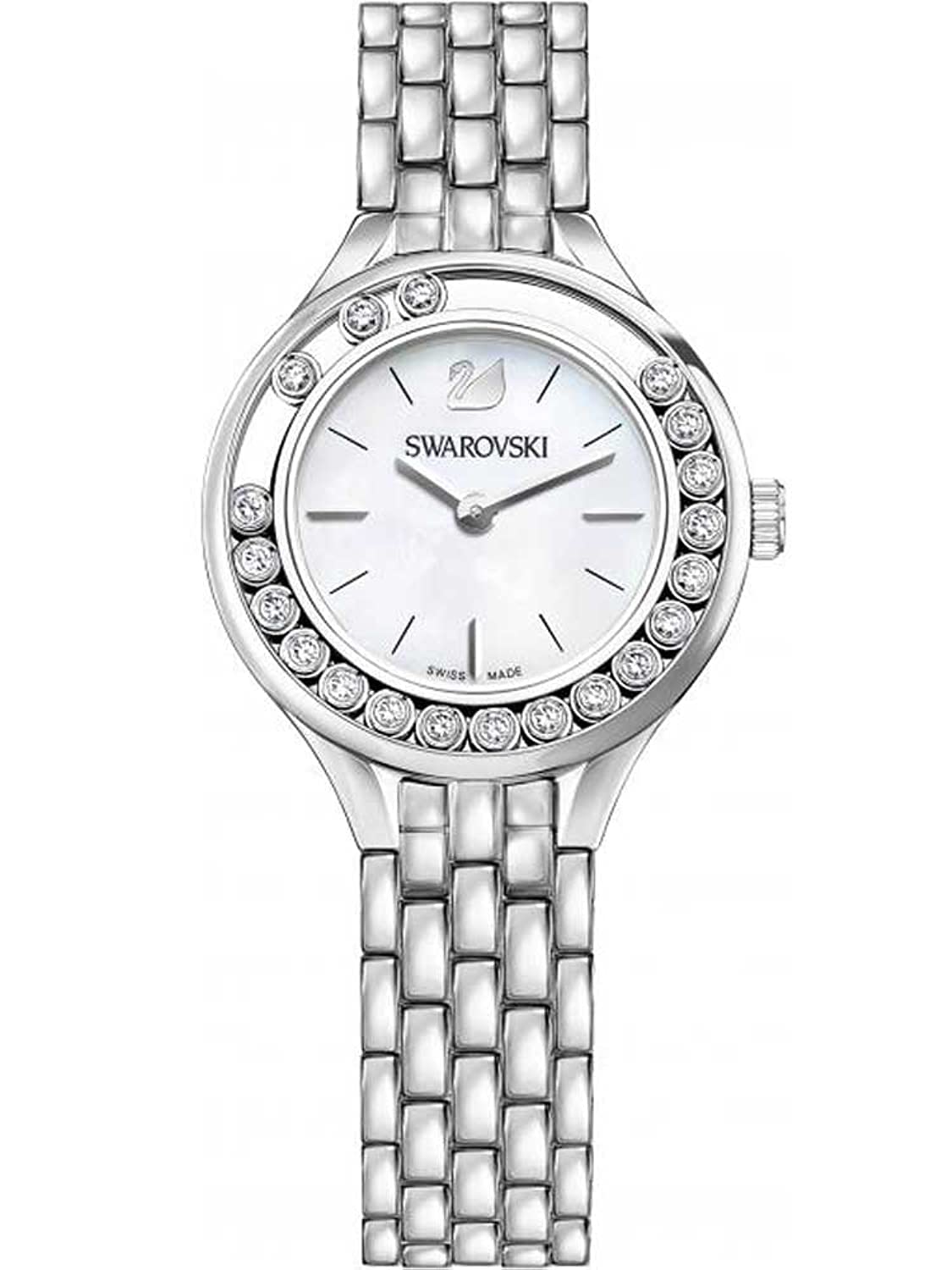 Shop Authentic Swarovski Lovely Crystals Mini White Dial Silver Steel Strap Watch for Women - 5242901 - Luxxuri