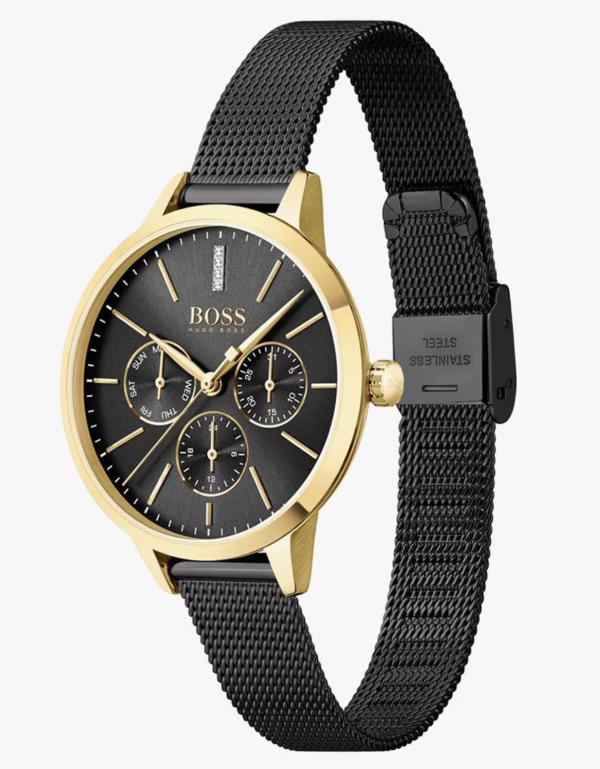  Shop Authentic Hugo Boss Symphony Black Dial Black Mesh Bracelet Watch for Women - 1502601 - Luxxuri