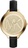  Shop Authentic Michael Kors Slim Runway Quartz Gold Dial Black Leather Strap Watch For Women - MK2392 - Luxxuri