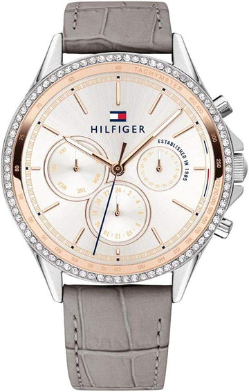  Shop Authentic Tommy Hilfiger Ari Diamonds White Dial Grey Leather Strap Watch for Women - 1781980 - Luxxuri