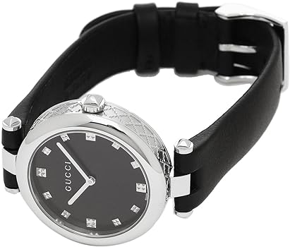  Shop Authentic Gucci Diamantissima Diamonds Black Dial Black Leather Strap Watch For Women - YA141403 - Luxxuri