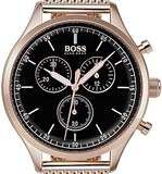  Shop Authentic Hugo Boss Companion Quartz Black Dial Rose Gold Mesh Bracelet Watch For Men - HB1513548 - Luxxuri
