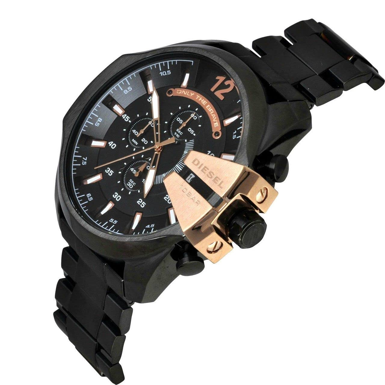  Shop Authentic Diesel Mega Chief Black Dial Black Steel Strap Watch For Men - DZ4309 - Luxxuri