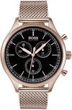  Shop Authentic Hugo Boss Companion Chronograph Black Dial Rose Gold Steel Strap Watch For Men - 1513548 - Luxxuri