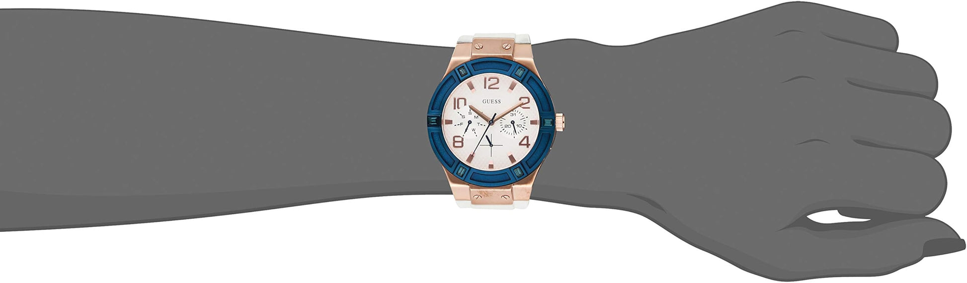 Guess Jet Setter White Dial White Rubber Strap Watch for Women - W0564L1