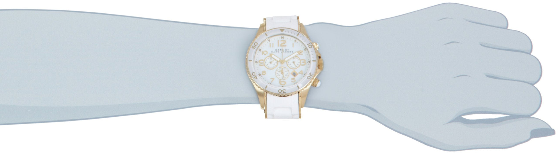 Marc Jacobs Rock Chronograph White Dial White Silicone Strap Watch for Women - MBM2546
