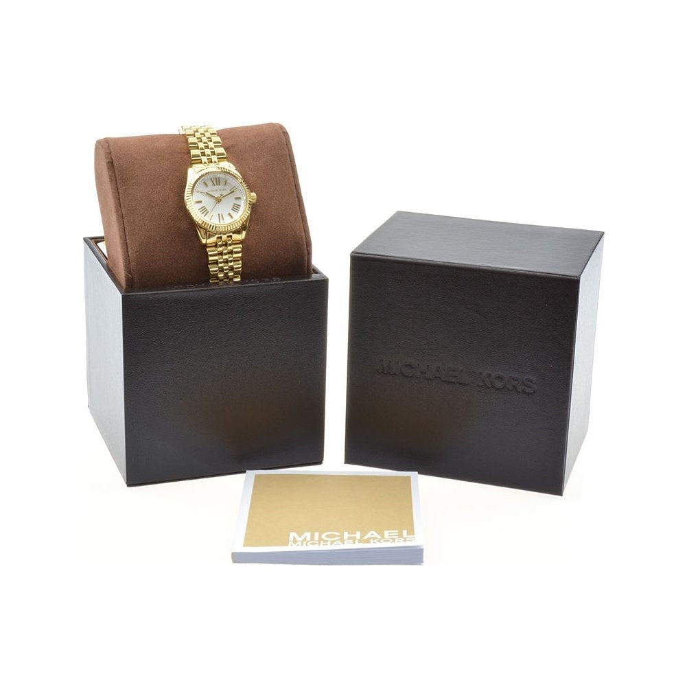  Shop Authentic Michael Kors Lexington Quartz Silver Dial Gold Steel Strap Watch For Women - MK3229 - Luxxuri