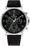  Shop Authentic Tommy Hilfiger Baker Chronograph Black Dial Black Leather Strap Watch For Men - 1710449 - Luxxuri