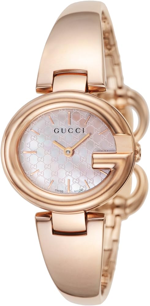  Shop Authentic Gucci Guccisima Quartz Mother of Pearl White Dial Rose Gold Steel Strap Watch for Women - YA134512 - Luxxuri