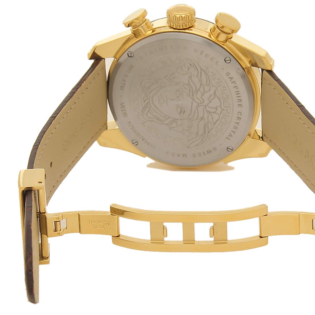  Shop Authentic Versace V-Ray Chronograph Quartz Black Dial Brown Leather Strap Watch For Men - VEDB00318 - Luxxuri