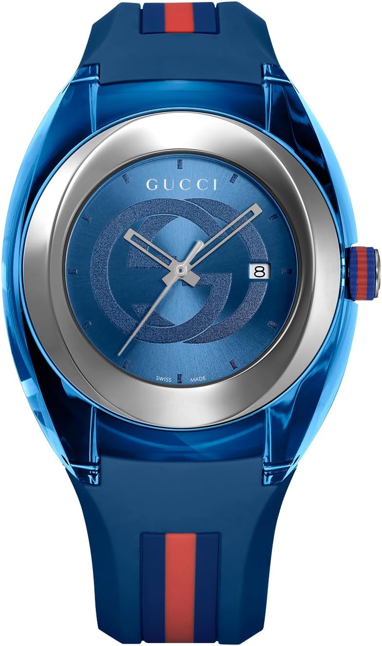  Shop Authentic Gucci Sync XXL Quartz Blue Dial Blue Rubber Strap Watch For Men - YA137104 - Luxxuri