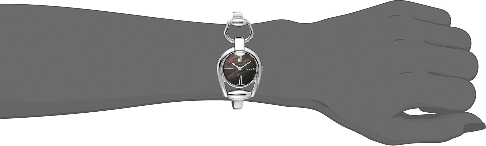  Shop Authentic Gucci Horsebit Collection Mother of Pearl Black Dial Silver Steel Strap Watch For Women - YA139503 - Luxxuri