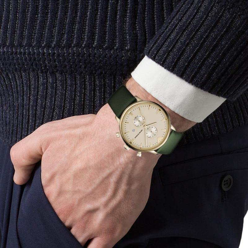  Shop Authentic Emporio Armani Chronograph Champagne Dial Green Leather Strap Watch For Men - AR1722 - Luxxuri