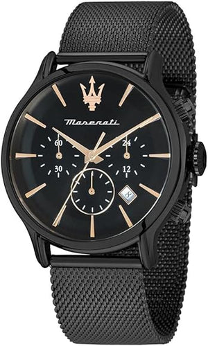  Shop Authentic Maserati Epoca Chronograph Black Dial Black Mesh Strap Watch For Men - R8873618013 - Luxxuri