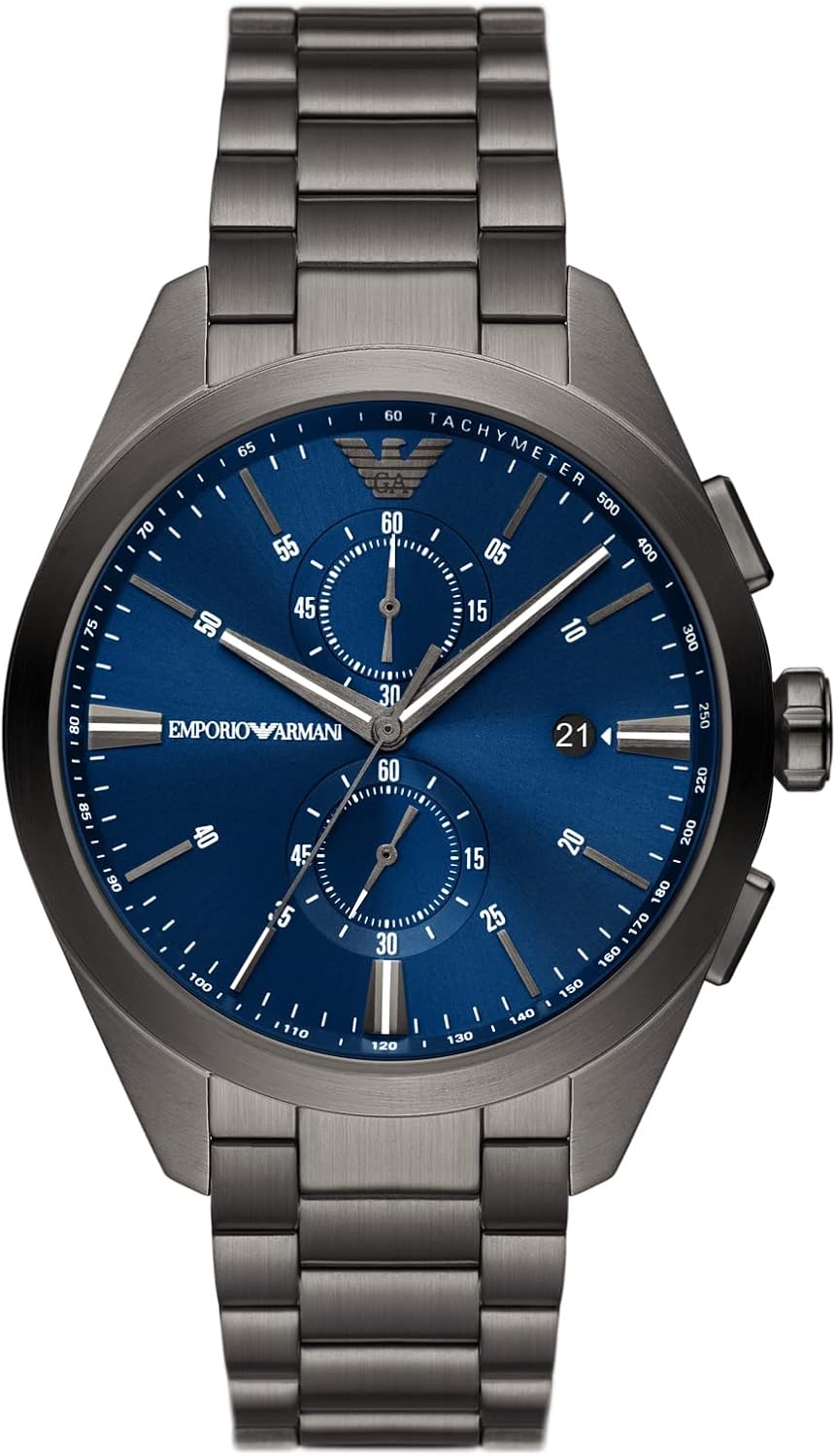  Shop Authentic Emporio Armani Chronograph Quartz Blue Dial Grey Steel Strap Watch For Men - AR11481 - Luxxuri